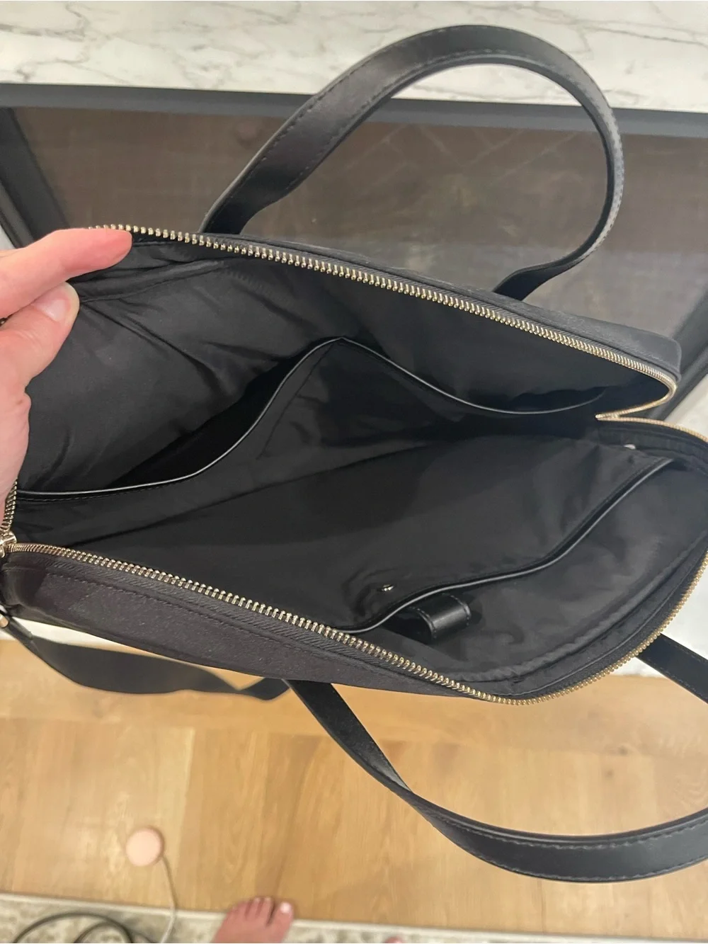 kate spade Black Nylon Brief Tote with Shoulder Strap